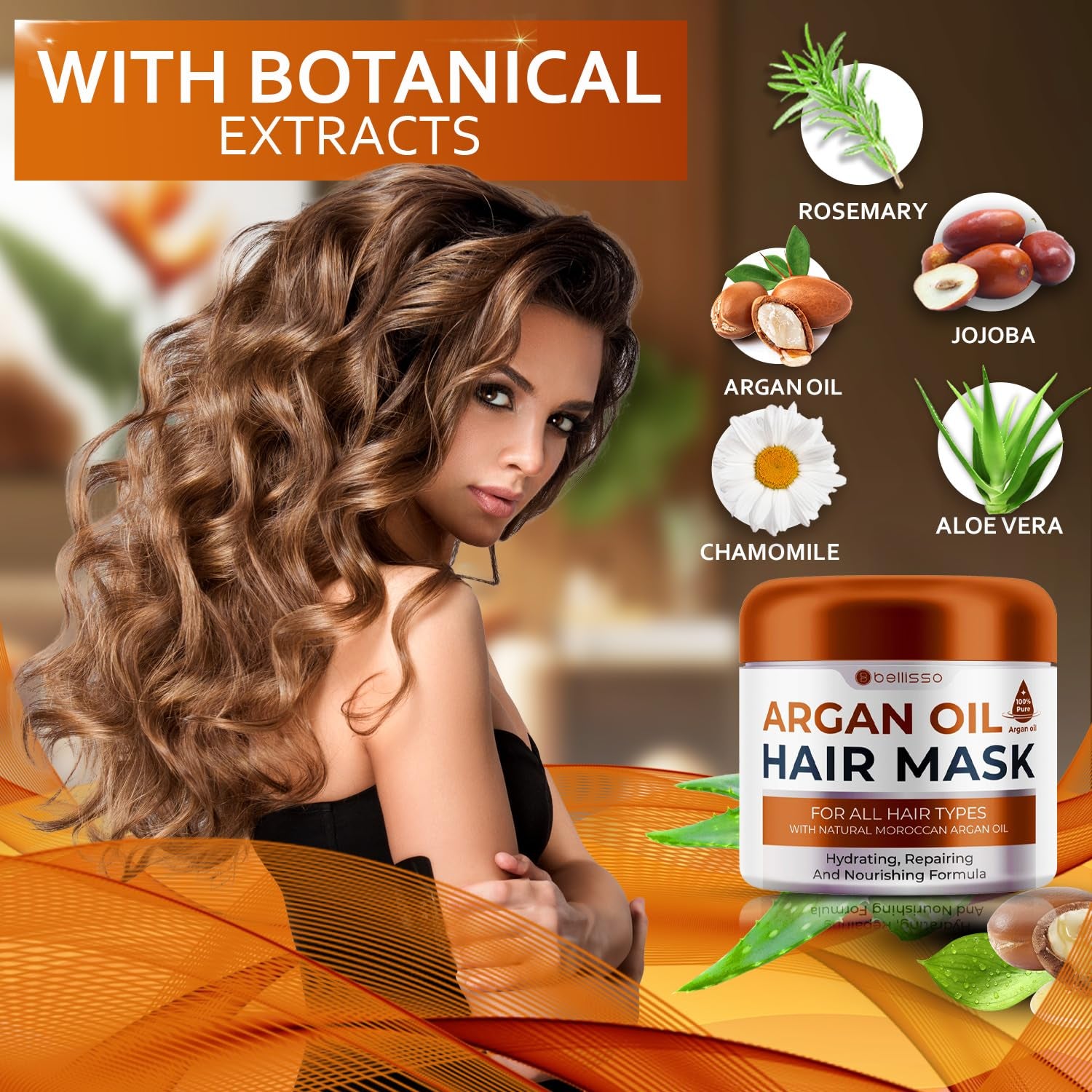 Moroccan Argan Oil Mask - Deep Conditioning Moisturizer for Dry, Extremely Damaged Hair - Hydrating Repair Treatment for Split Ends - with Collagen and Keratin for Curly, Frizzy and Color Treated Hair
