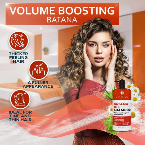 Batana Oil Shampoo Volumizing Salon Formula for Thinning and Fine Hair Women Men Sulfate and Paraben Free Thickening Volume Boost for a Thicker Fuller Feeling with Moroccan Argan Oil